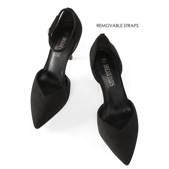 NWOB DREAM PAIRS Strappy Closed Toe Stiletto Ankle Strap Pointed T 7.5M - Picture 3 of 5